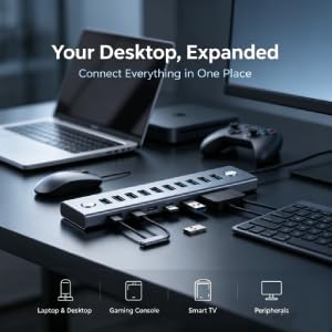 USB Hubs Unisex 3.0 Hub 10 Port Powered with 60W Adapter Grey DEMO