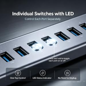 USB Hubs Unisex 3.0 Hub 10 Port Powered with 60W Adapter Grey DEMO