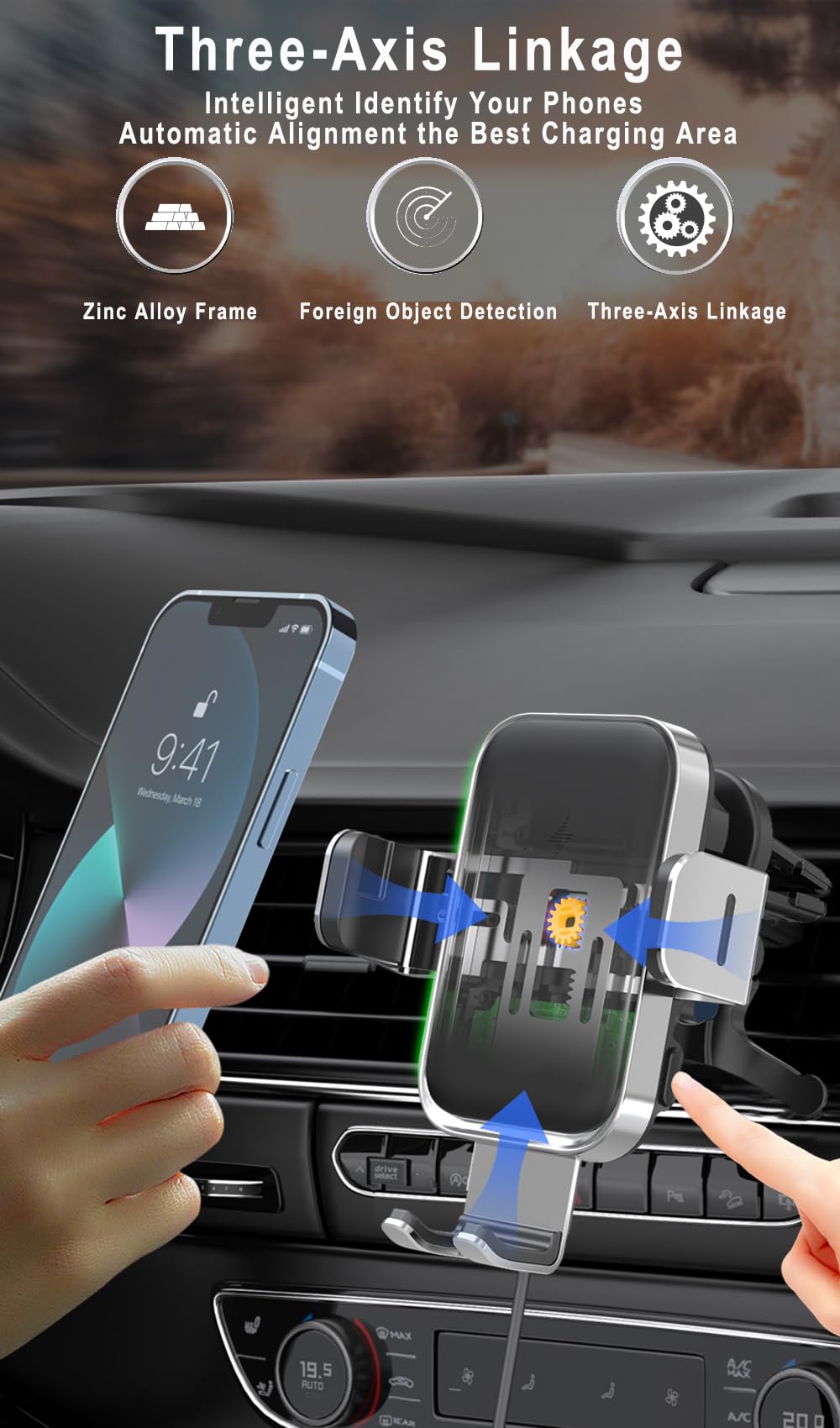 Wireless Car Automobile Chargers Charger 15W Fast Charging Qi Compatible DEMO