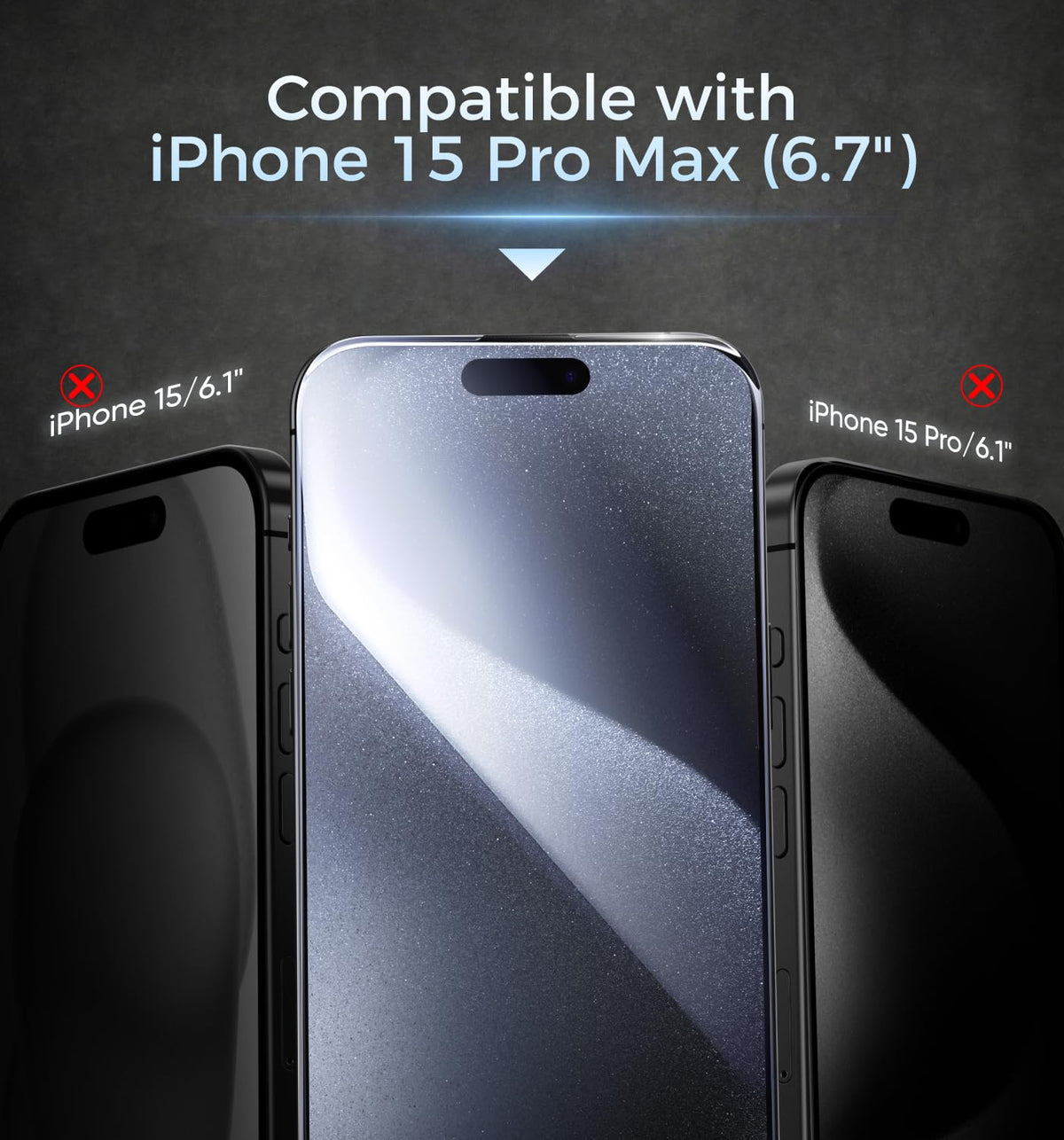 MAGIC JOHN iPhone 15 Pro Max Clear Tempered Glass Screen Protector Size NEW