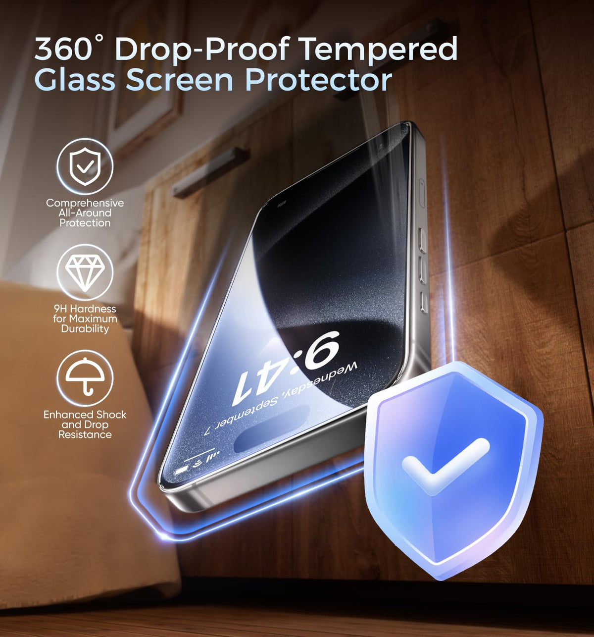 MAGIC JOHN iPhone 15 Pro Max Clear Tempered Glass Screen Protector Size NEW