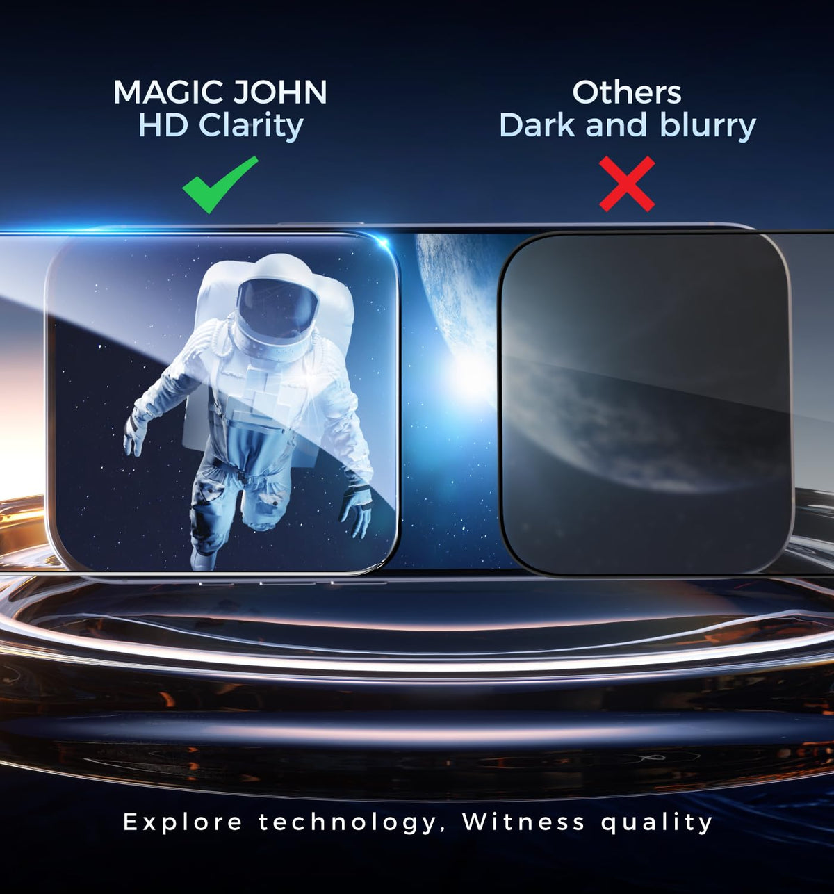 MAGIC JOHN iPhone 15 Pro Max Clear Tempered Glass Screen Protector Size NEW