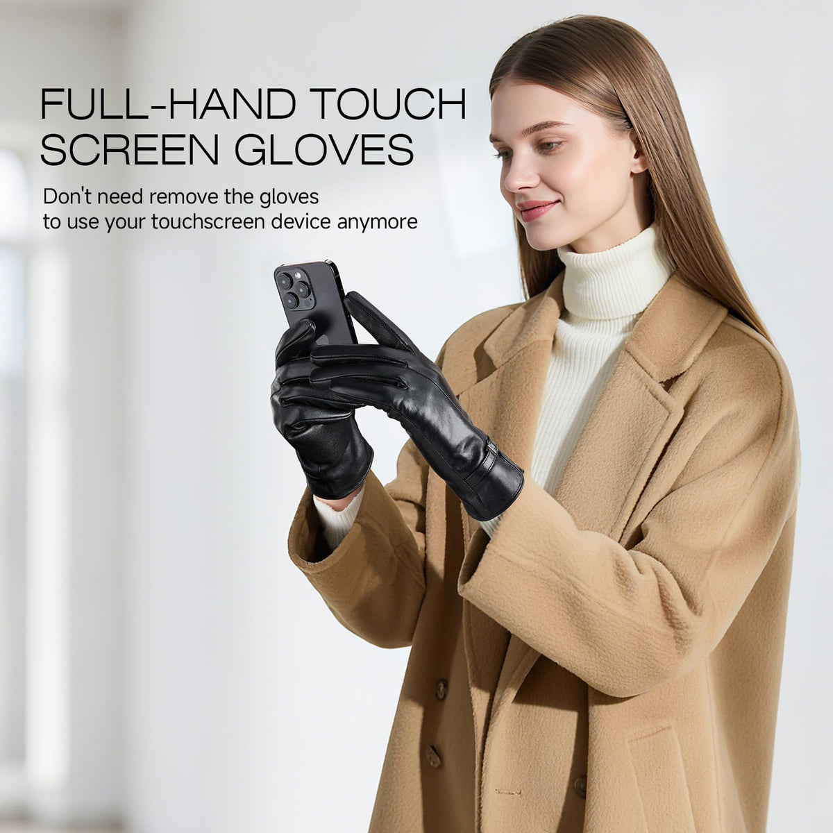 OZERO Black Cold Weather Leather Gloves Touchscreen Size XL NEW