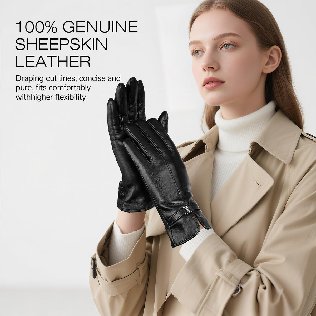 OZERO Black Cold Weather Leather Gloves Touchscreen Size XL NEW