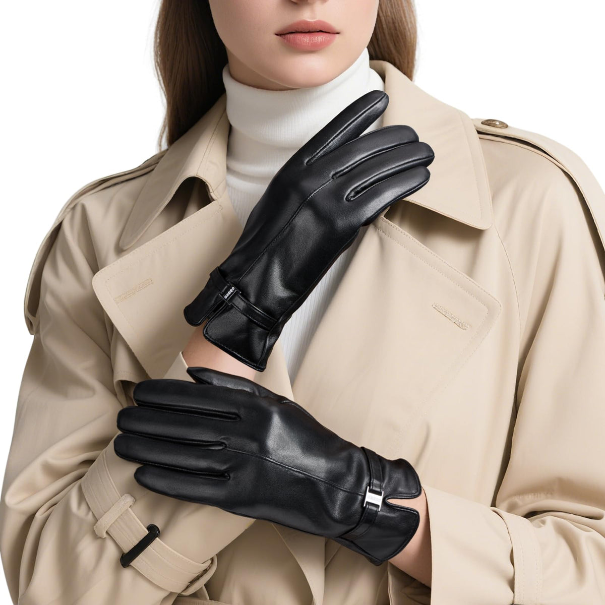 OZERO Black Cold Weather Leather Gloves Touchscreen Size XL NEW