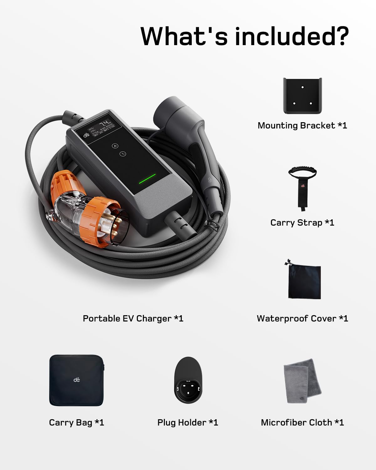 dé 7kW EV Charger 3-Phase Type 2 Cable Black 7m 3 Pin Size 7m / 3 Pin NEW