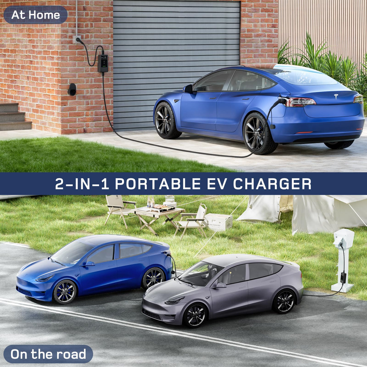dé EV Charger Type 2 Portable 3.7kW 5.5M Cable Black NEW