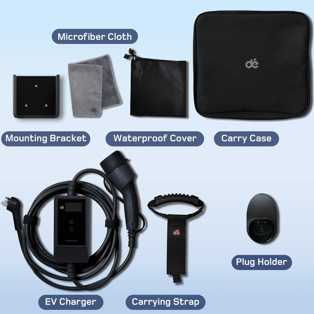 dé EV Charger Type 2 Portable 3.7kW 5.5M Cable Black NEW