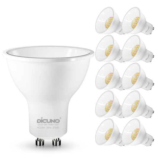 DiCUNO GU10 LED Bulbs Warm White 2700K Dimmable 5W 790LM DEMO