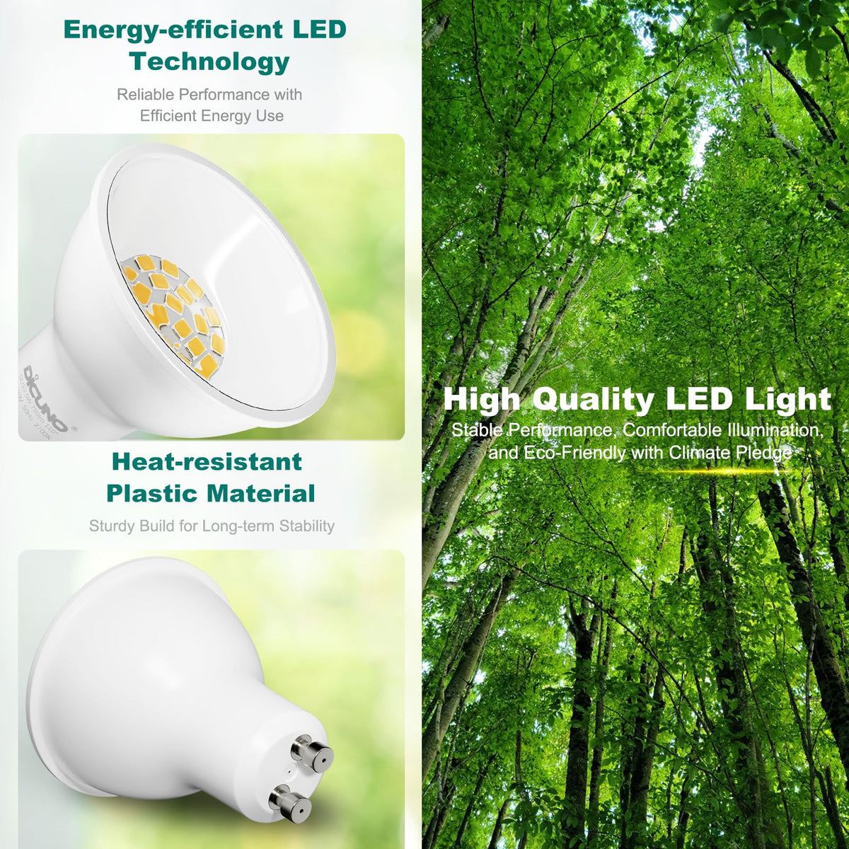 DiCUNO GU10 LED Bulbs Warm White 2700K Dimmable 5W 790LM DEMO