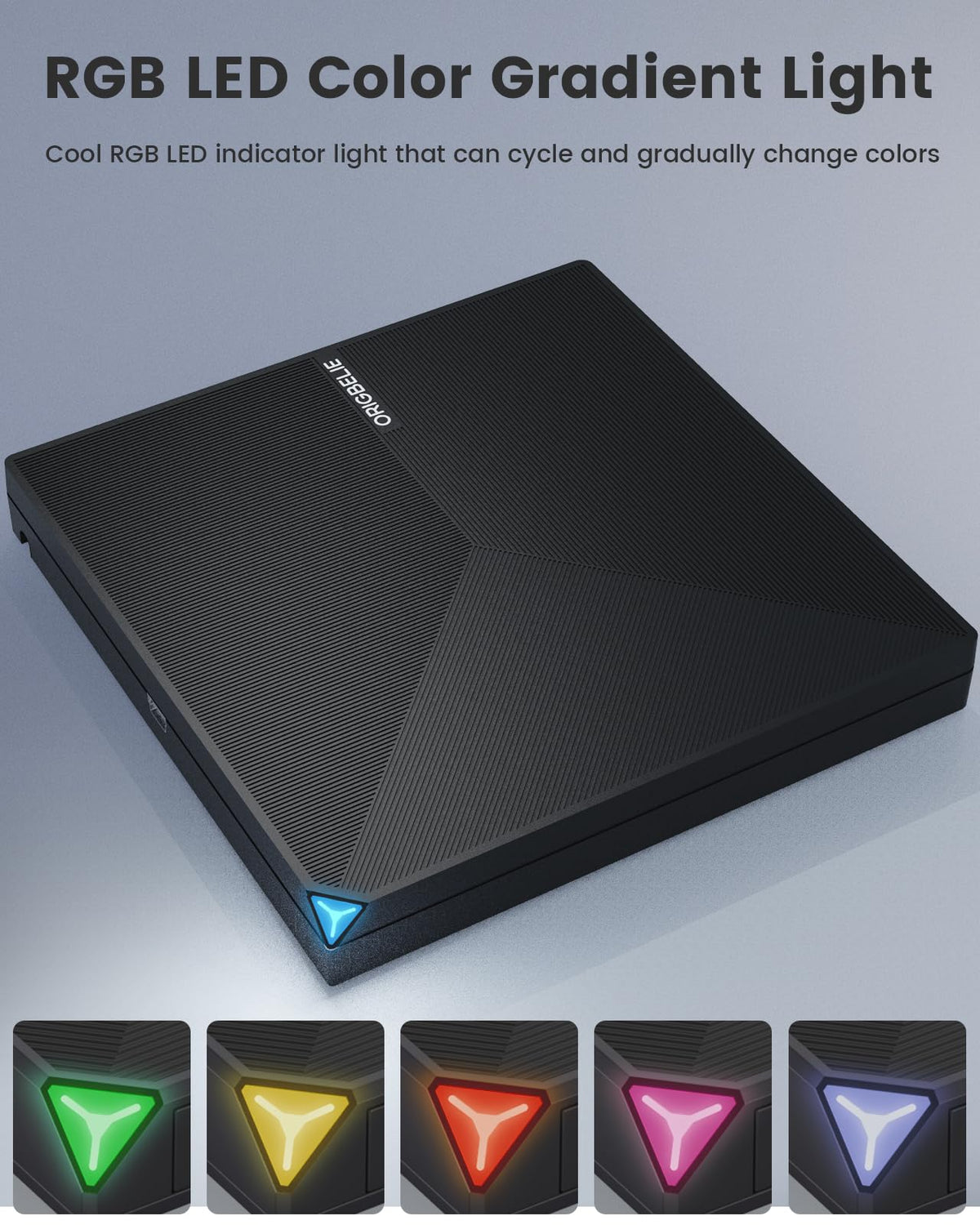 ORIGBELIE External CD DVD Drive USB 3.0 Type C Portable - Black DEMO