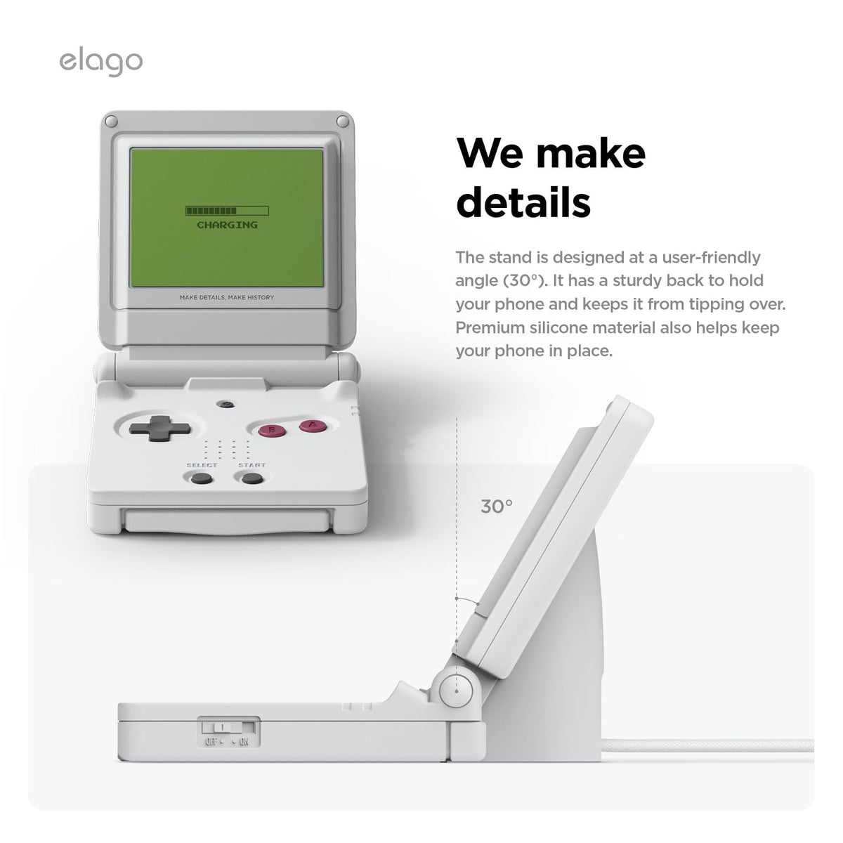 elago MS Stands M4 MagSafe Charging Stand - Light Grey DEMO
