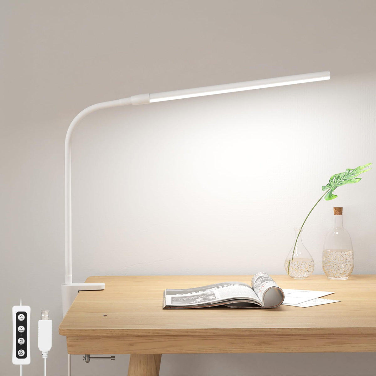 Lepro LED Desk Lamp with Clamp Dimmable Reading Light - White DEMO