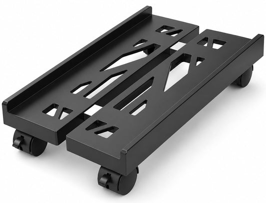 Black Adjustable Computer Tower Stand with Rolling Casters Cart DEMO