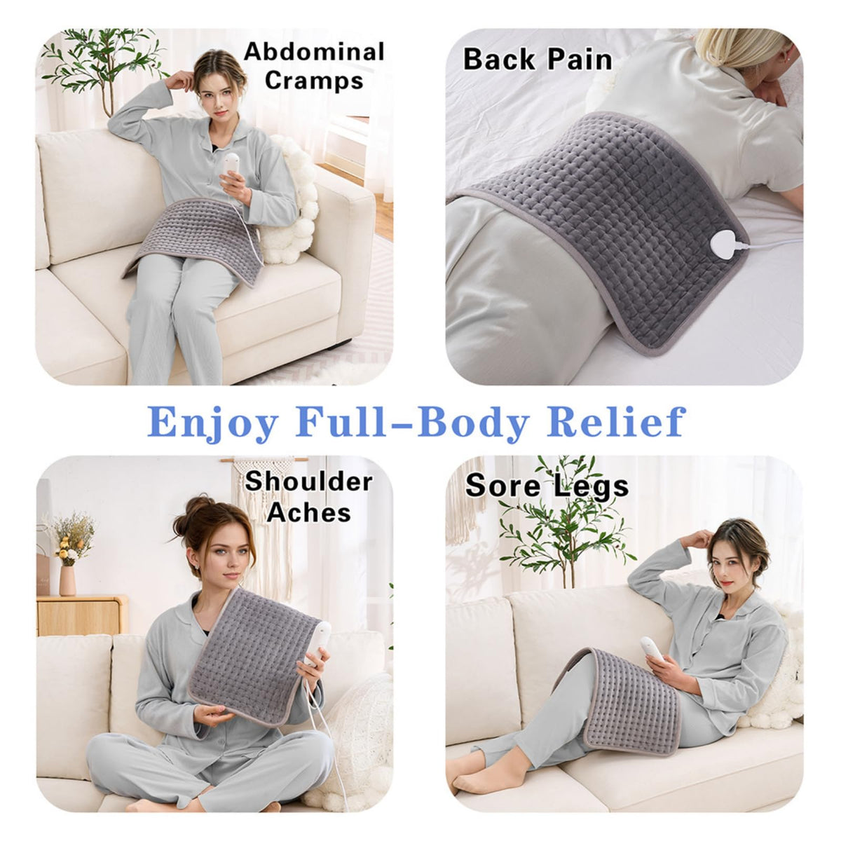 Electric Heating Pad Grey 60x30cm 9 Heat Settings Fast Warm Size 60x30cm NEW