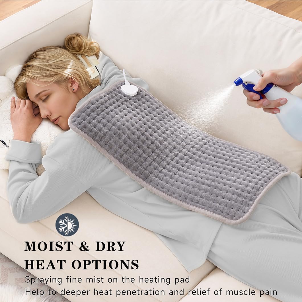 Electric Heating Pad Grey 60x30cm 9 Heat Settings Fast Warm Size 60x30cm NEW