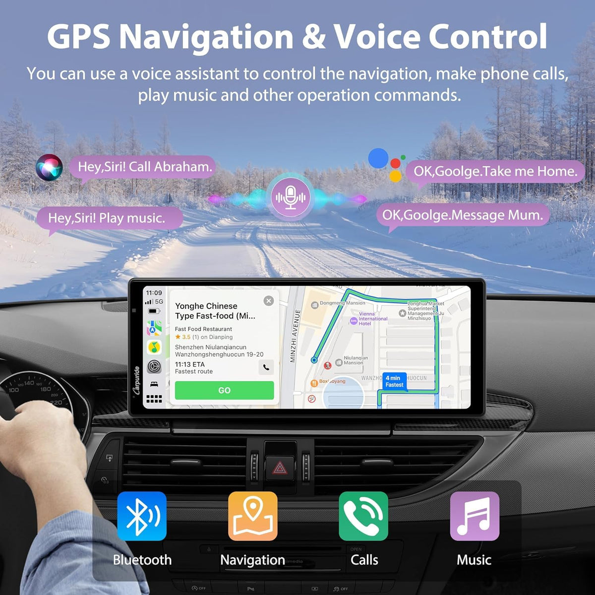 Carpuride W904 On-Dash-Monitoring 10.26" HD Dash Cam with Apple CarPlay - DEMO