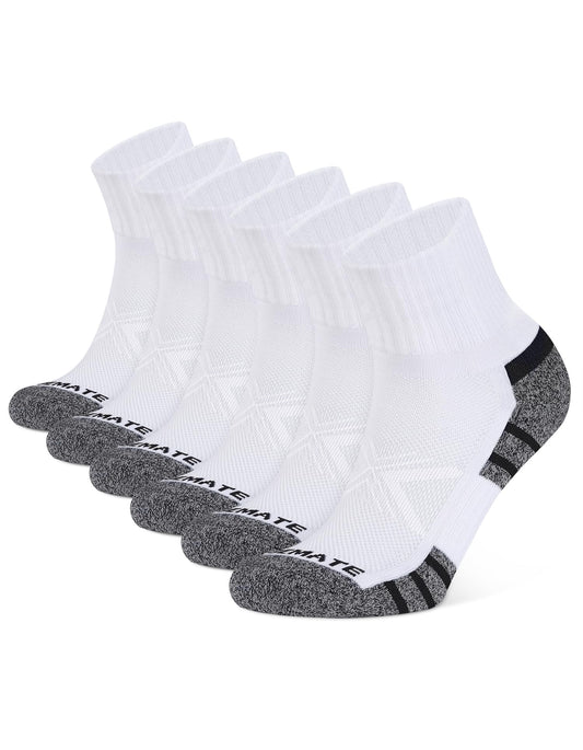 CLOSEMATE Mens Athletic Quarter Ankle Socks White Grey Medium NEW