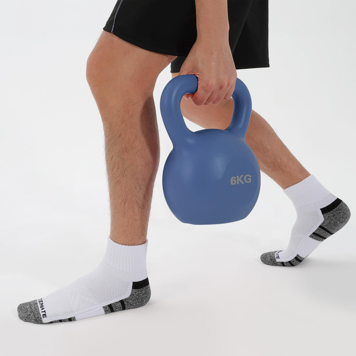 CLOSEMATE Mens Athletic Quarter Ankle Socks White Grey Medium NEW