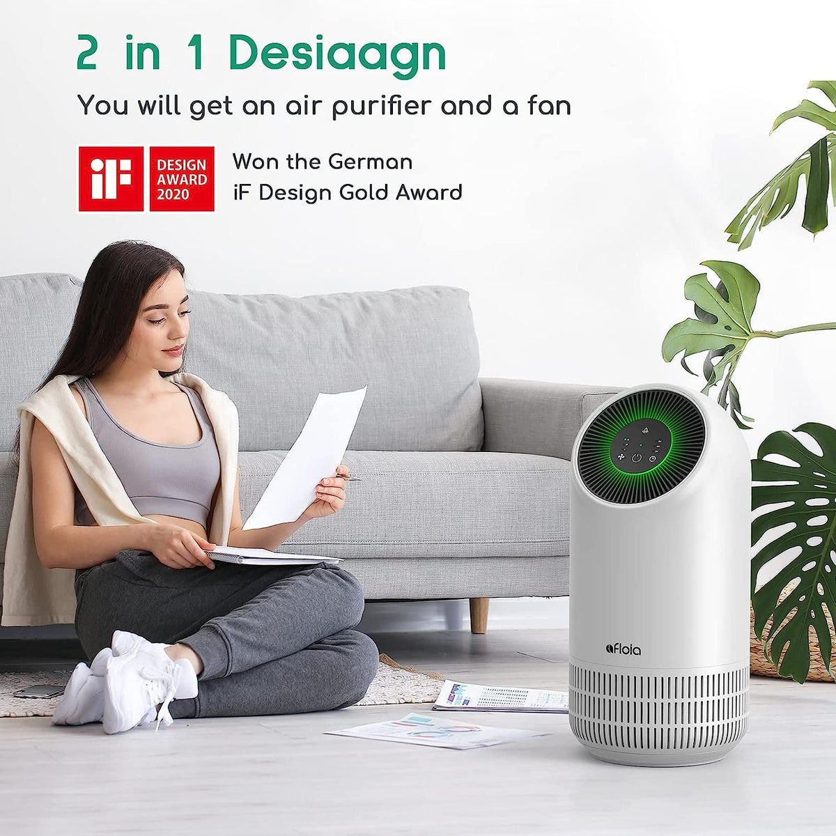 Afloia Air Purifier with Essential Oil Diffuser H13 HEPA NEW