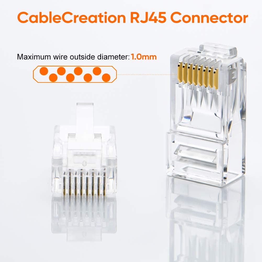 CableCreation Cat 6 RJ45 Connectors 100-Pack UTP Ethernet Cable NEW
