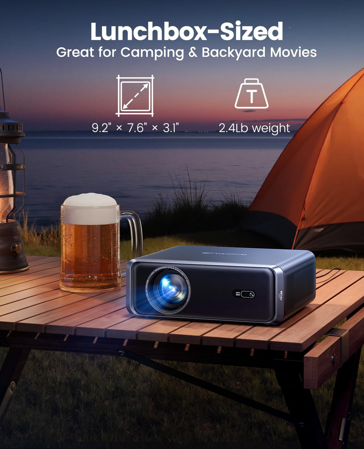 iWIMIUS P65 4K Projectors Portable Smart Projector 1000 ANSI Dolby Audio Black