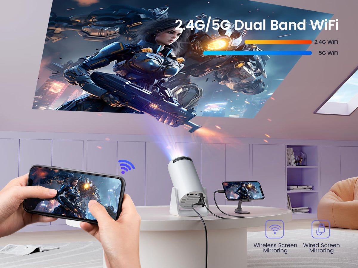 WiMiUS 4K Projectors Projector with Electric Focus Auto Keystone 22000 Lumens