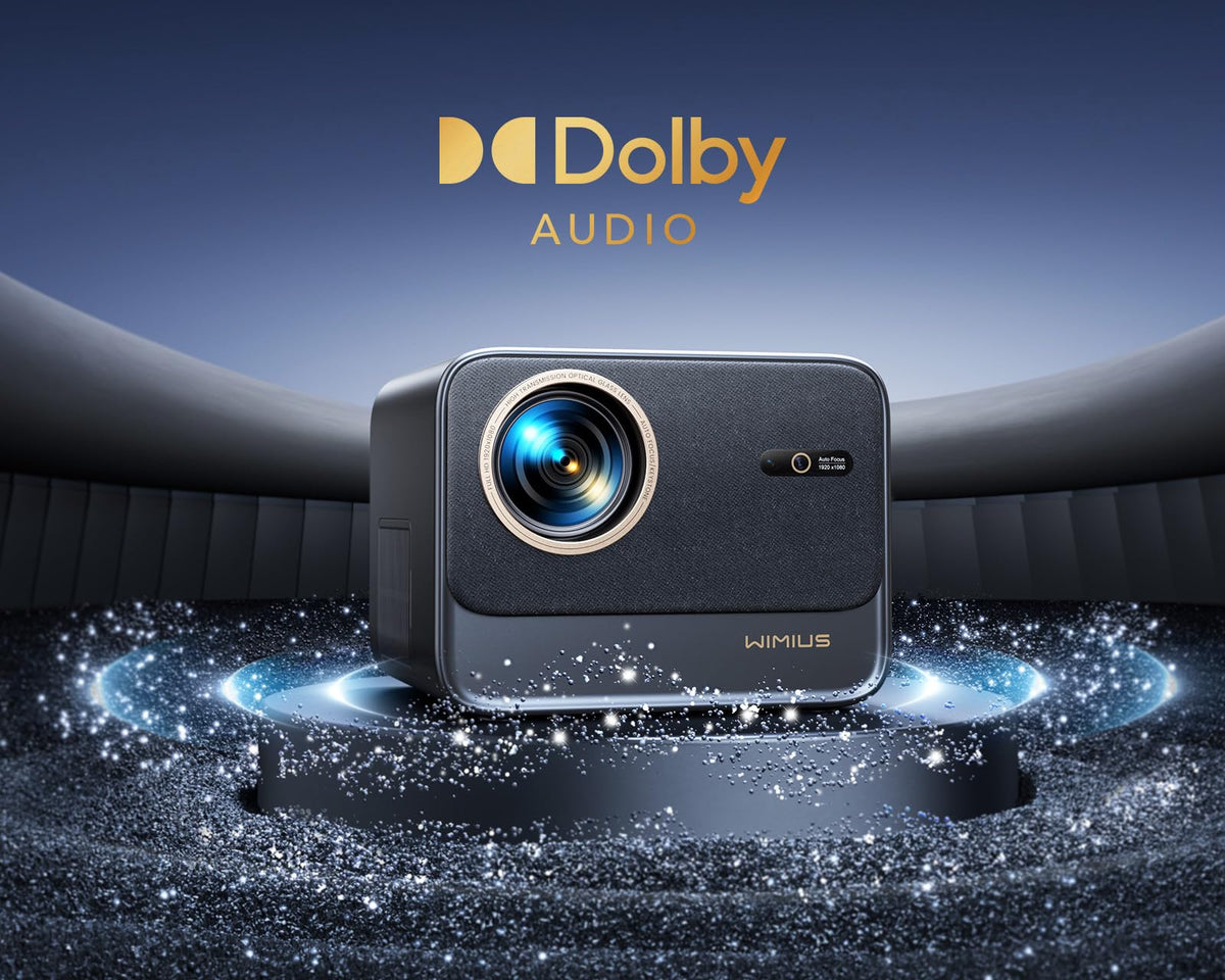 WiMiUS 4K Projectors Projector 32000 Lumen Auto Focus Dolby Audio Black