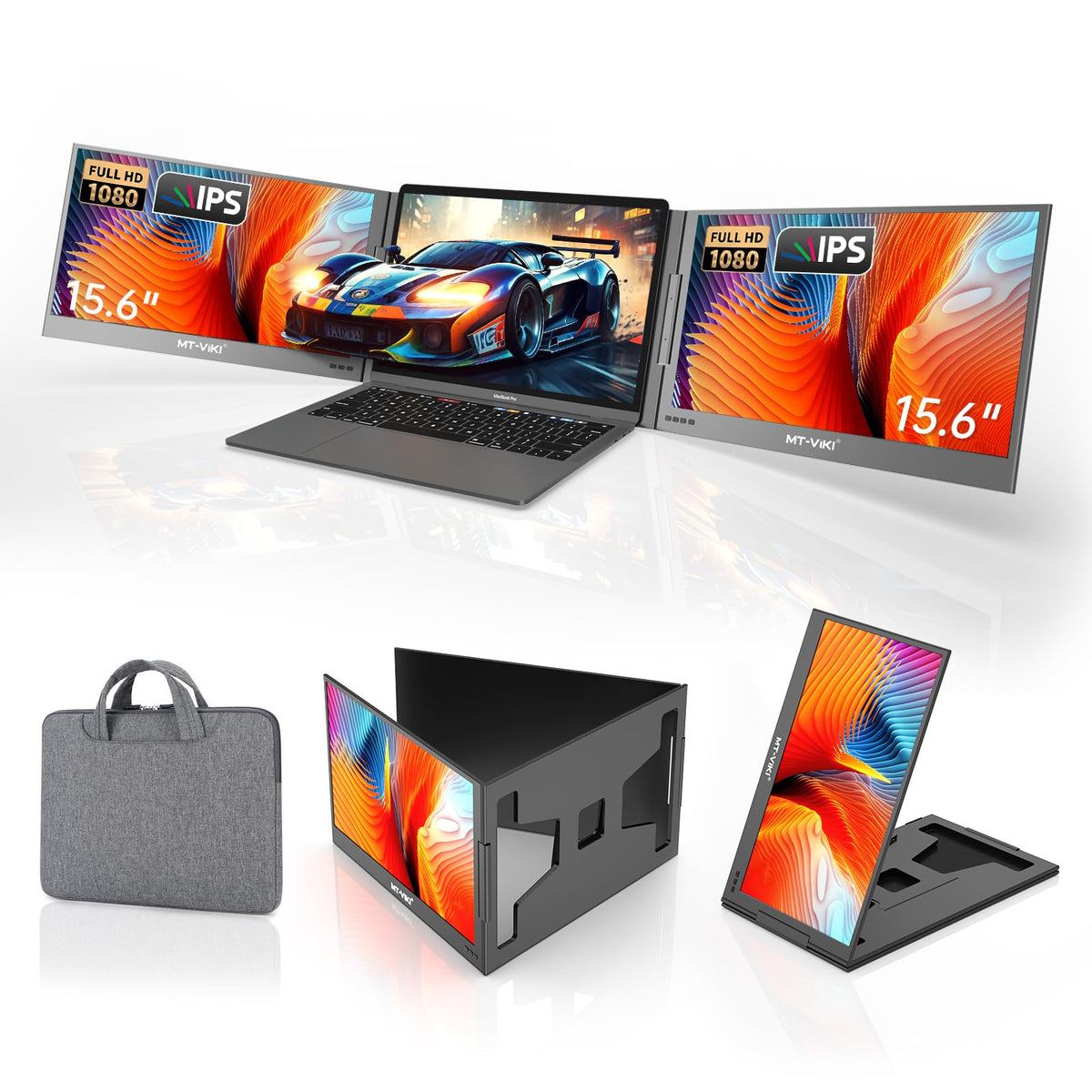 MT-VIKI 15.6" Monitors FHD Portable Monitor Triple Laptop Screen Extender DEMO