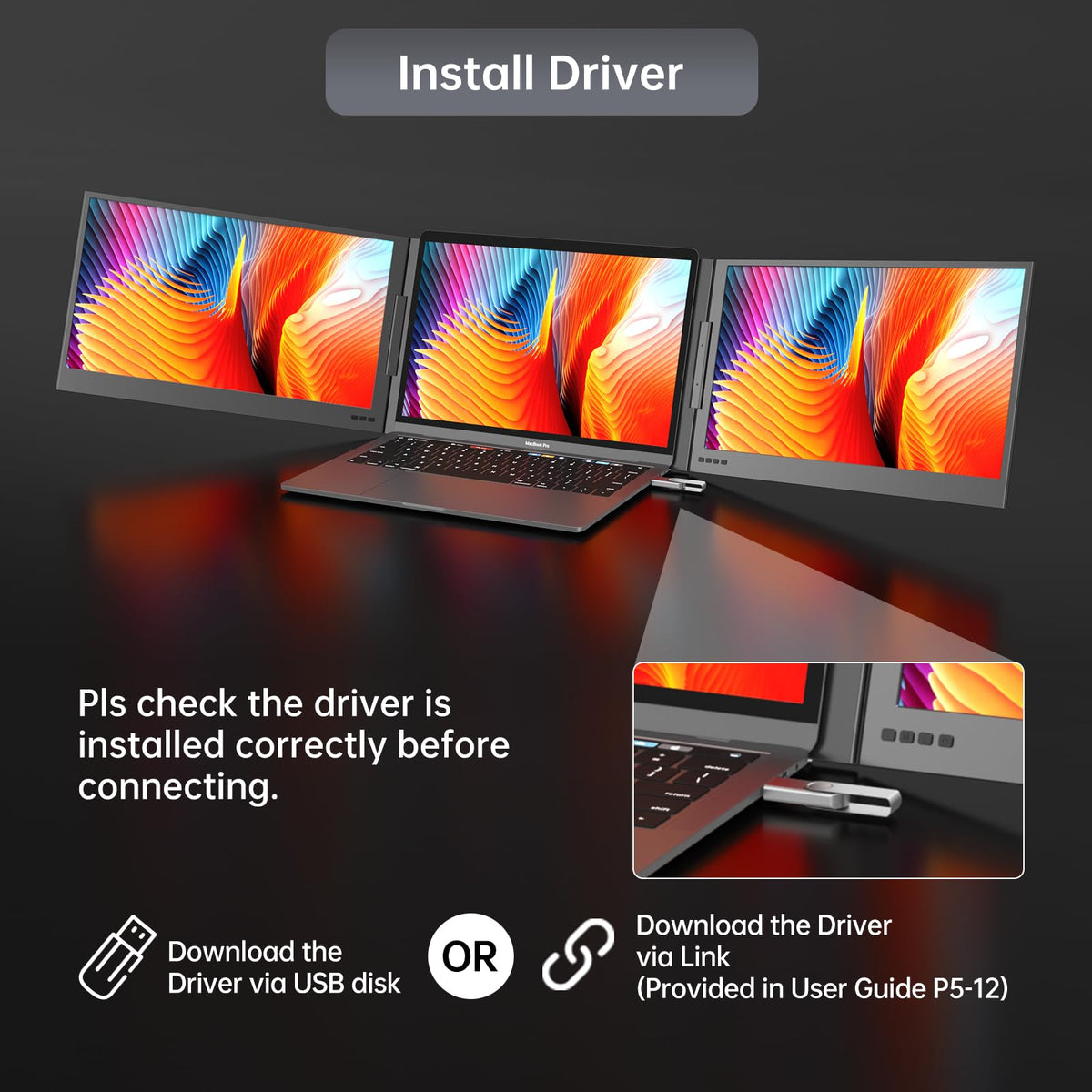 MT-VIKI 15.6" Monitors FHD Portable Monitor Triple Laptop Screen Extender DEMO