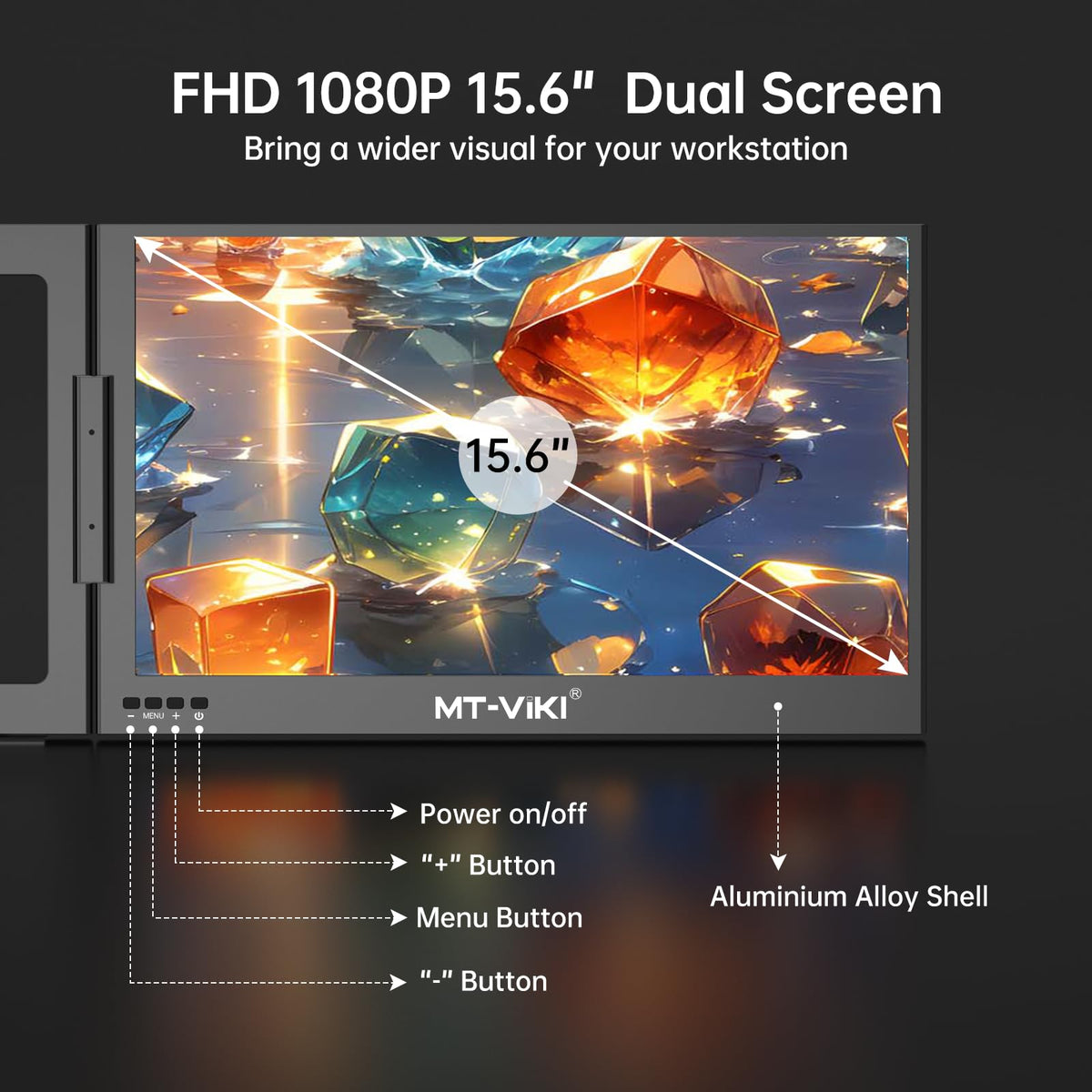 MT-VIKI 15.6" Monitors FHD Portable Monitor Triple Laptop Screen Extender DEMO