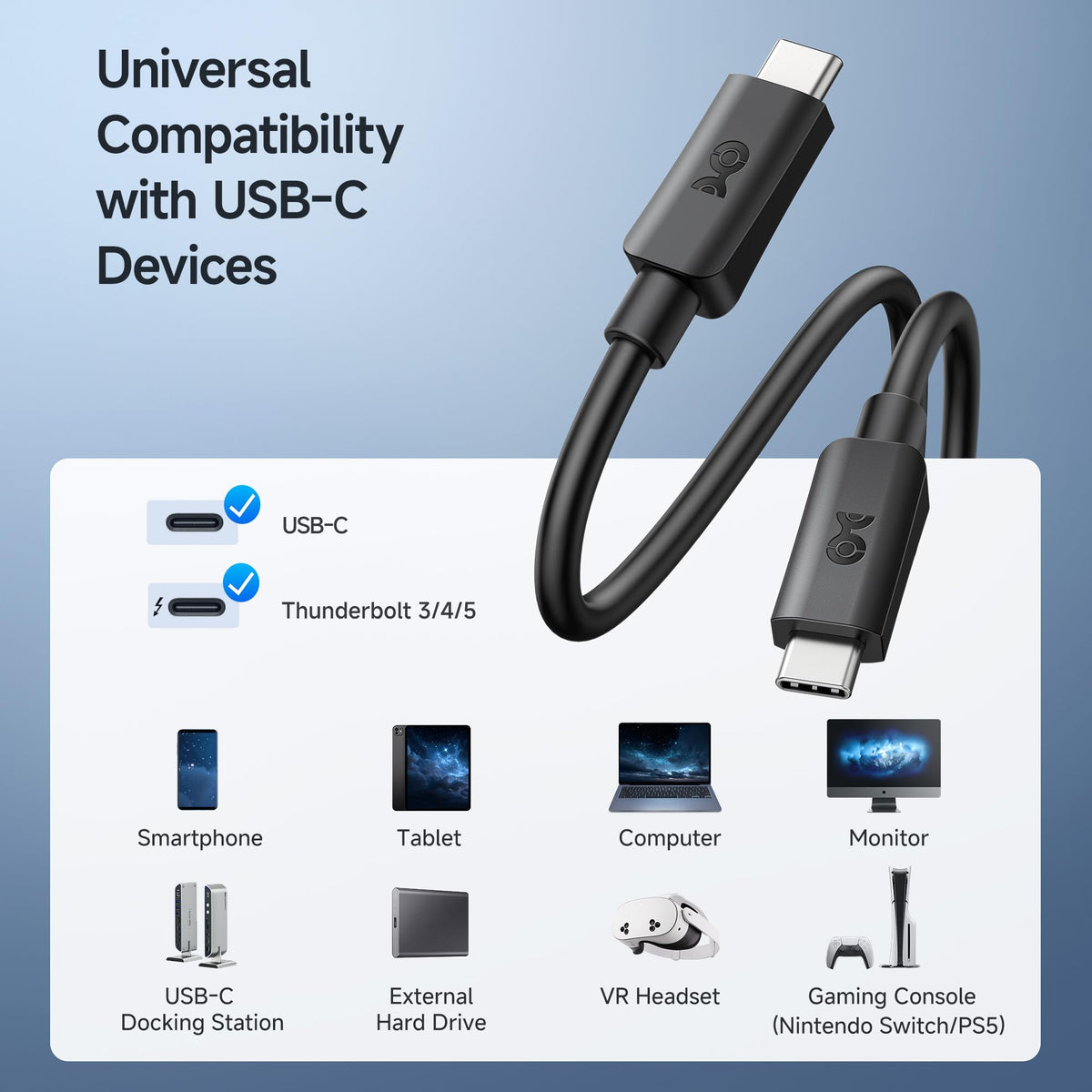 Cable Matters USB Cables USB C to Monitor Black 2.5m 5Gbps Size 2.5m / 8.2ft NEW