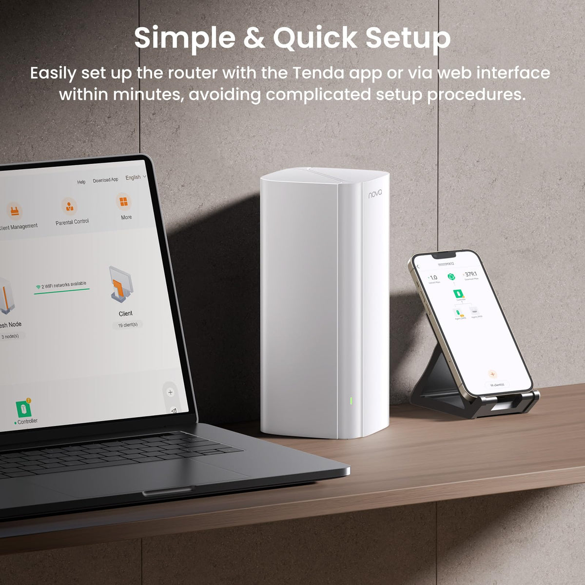 Tenda AX3000 Routers Dual-Band Mesh WiFi Router for Whole Home White DEMO