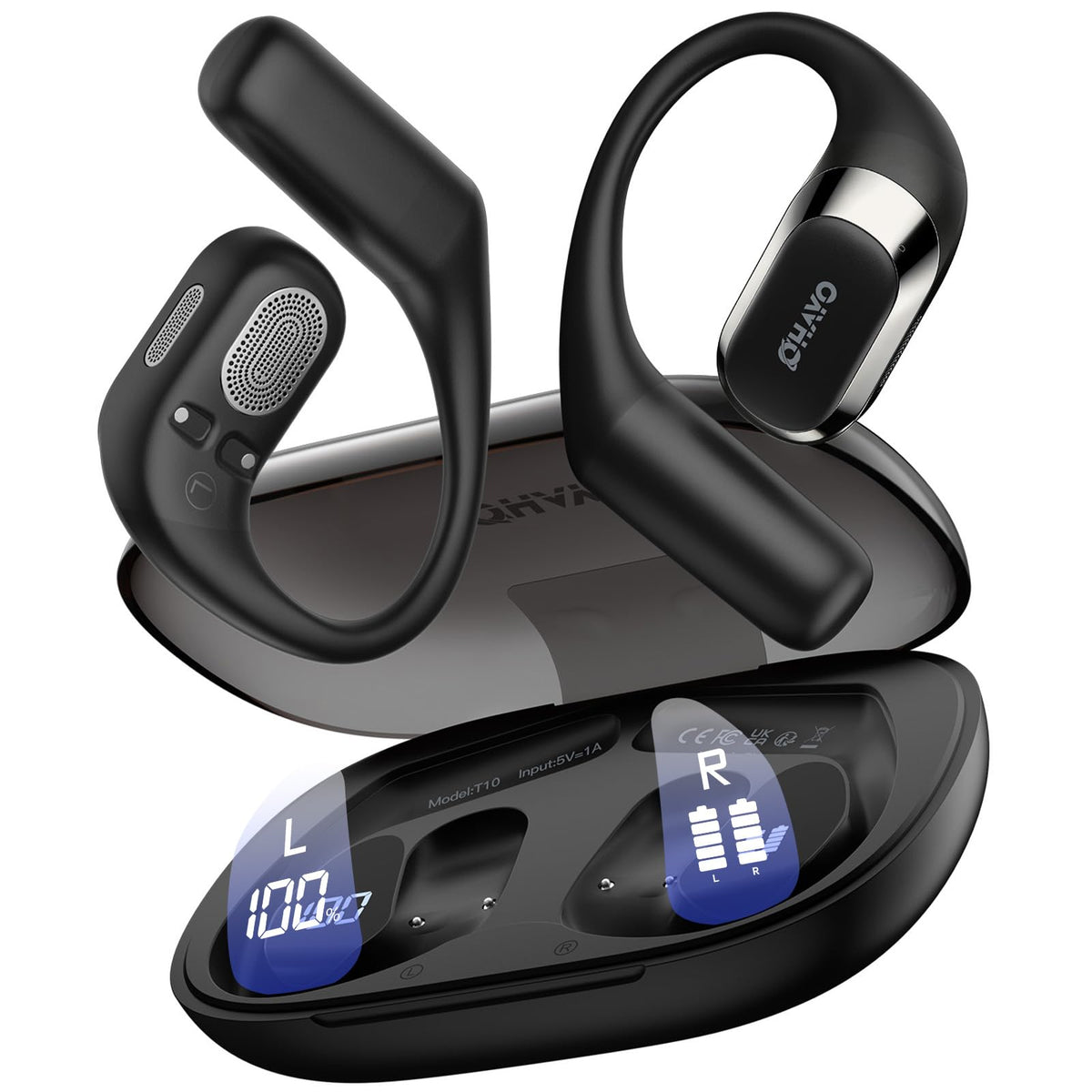 OHAYO Open-Ear Headphones Bluetooth 5.4 Ergonomic Earhook Black DEMO