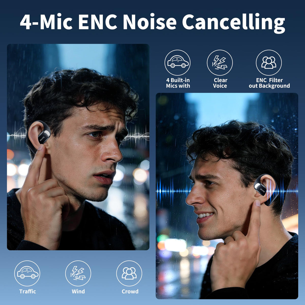 OHAYO Open-Ear Headphones Bluetooth 5.4 Ergonomic Earhook Black DEMO