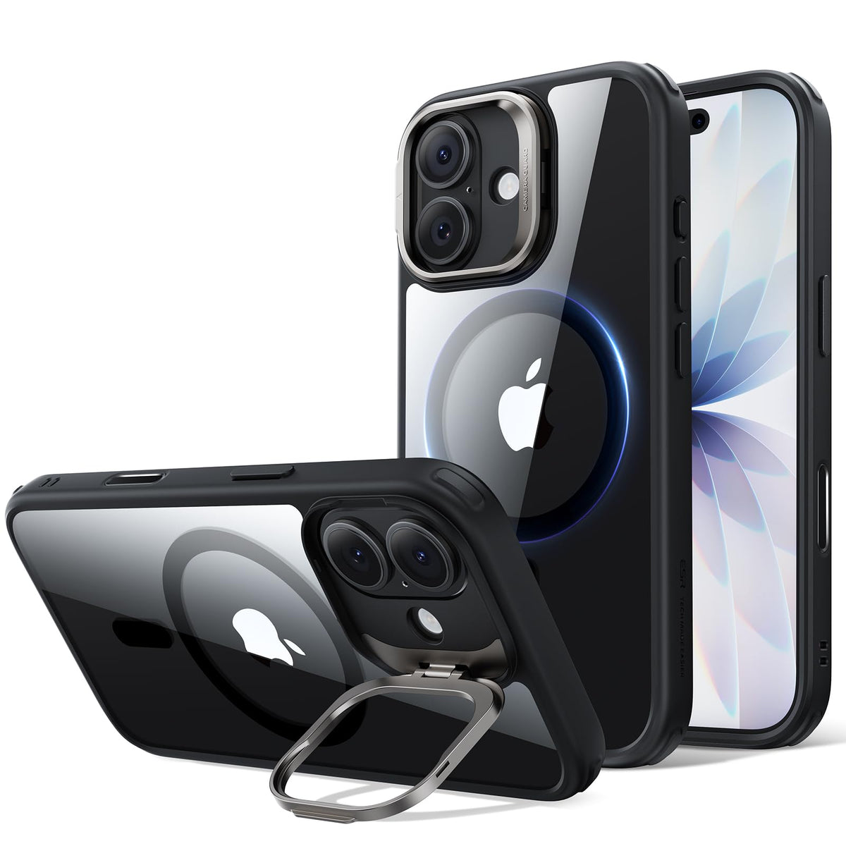 ESR iPhone 17 Phone Case MagSafe Clear Black Lined Flex Stand DEMO