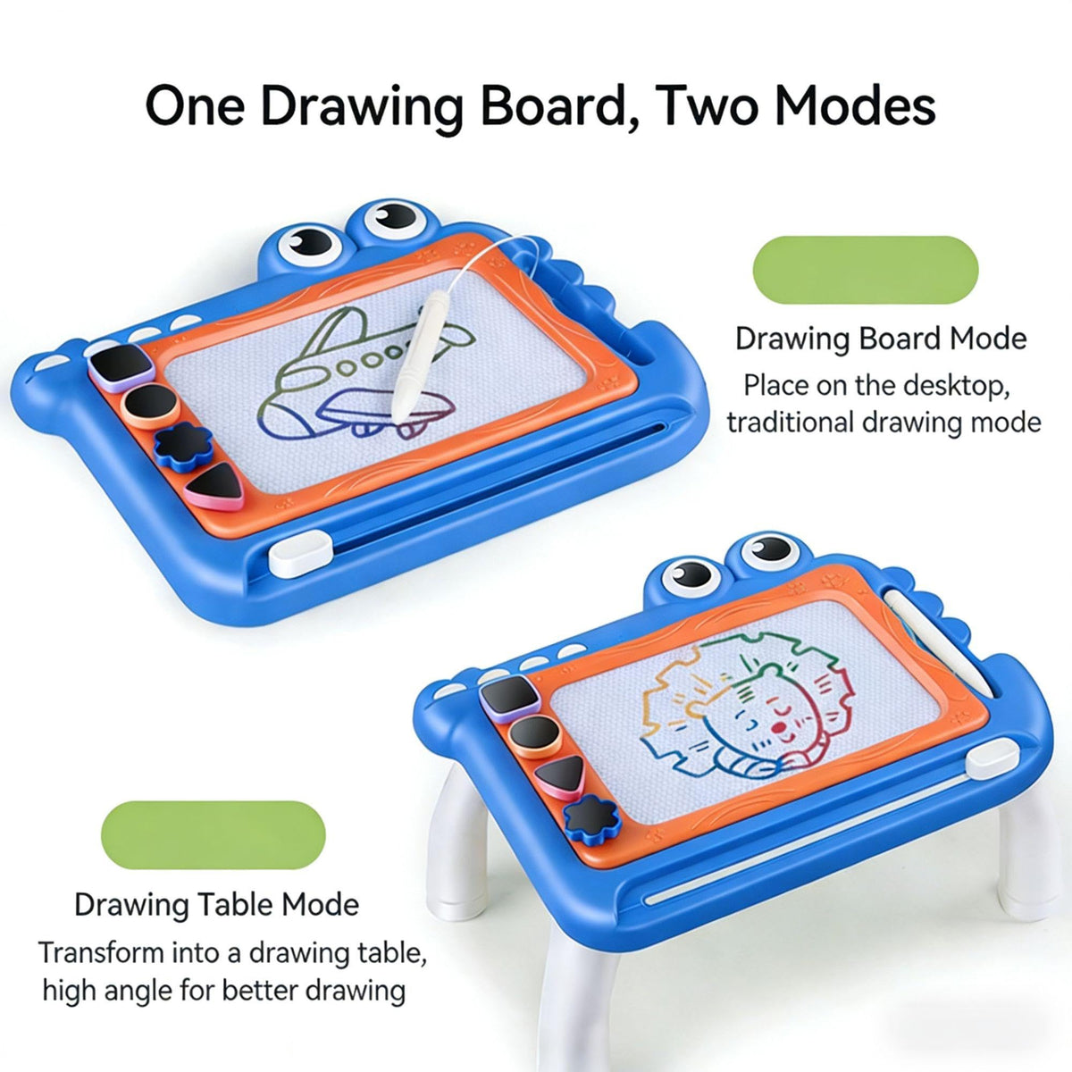 Magnetic Drawing Board Blue Erasable Doodle Pad for Kids Toddlers NEW