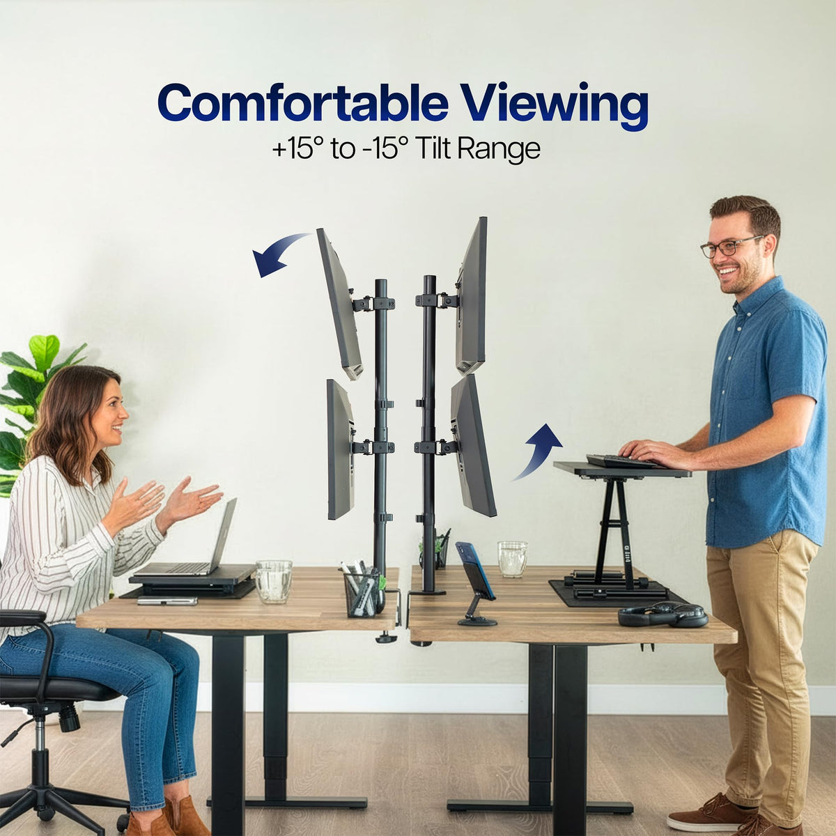 VIVO Dual LCD Monitor Desk Mount Stand Heavy Duty Stacked - Black NEW