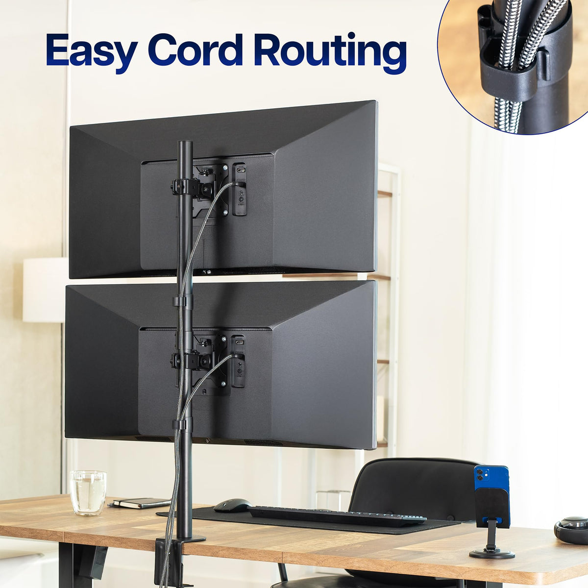 VIVO Dual LCD Monitor Desk Mount Stand Heavy Duty Stacked - Black NEW