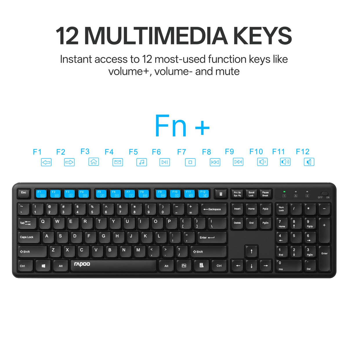 Rapoo X2100 Wireless Keyboard Mouse Combo 2.4GHz USB Black Full Size DEMO