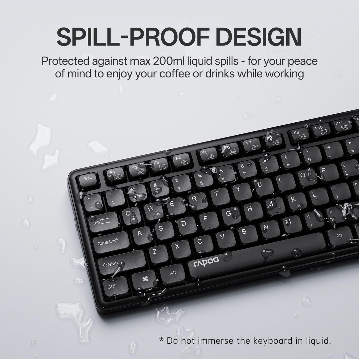 Rapoo X2100 Wireless Keyboard Mouse Combo 2.4GHz USB Black Full Size DEMO