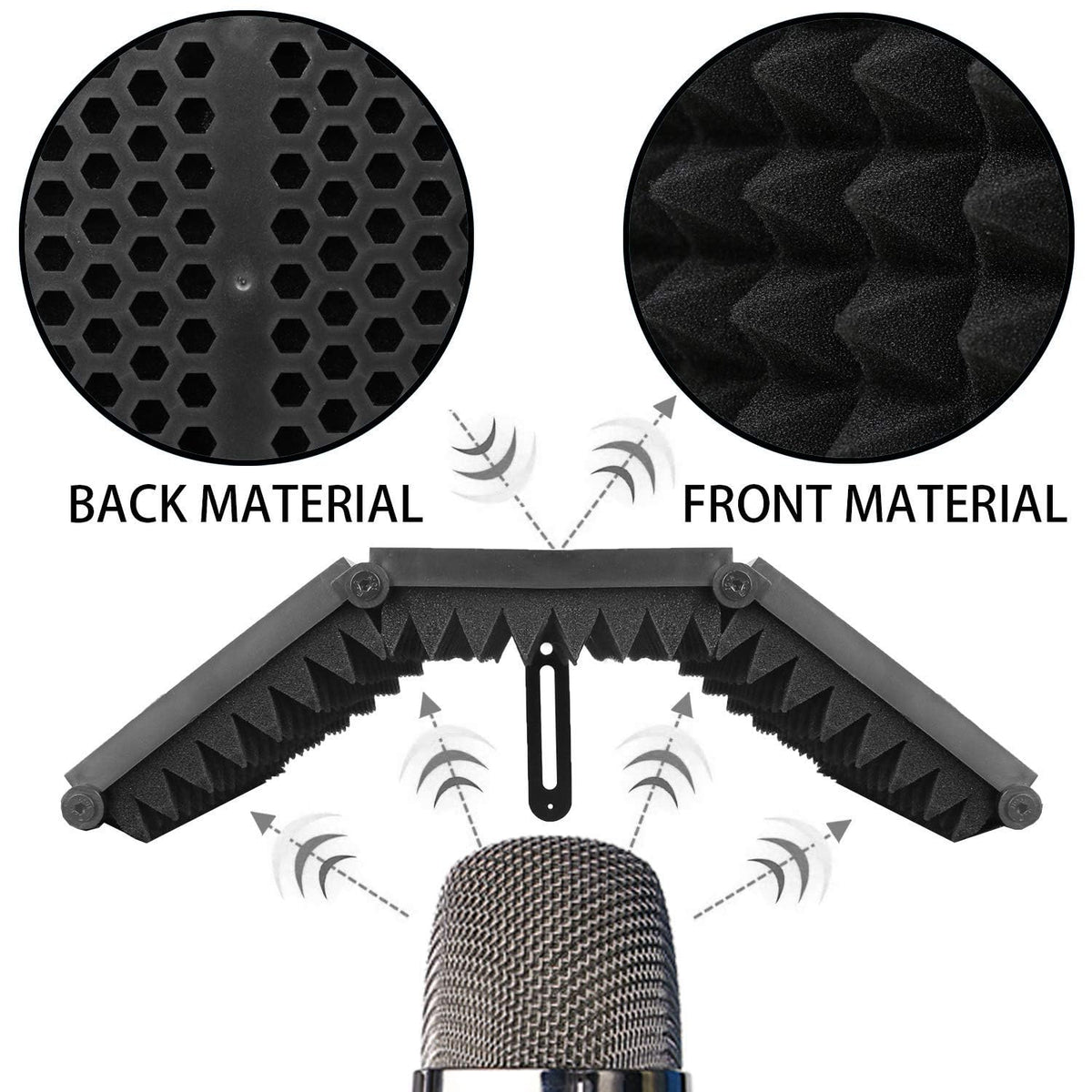 AQA Black Portable Studio Acoustic Sound Shield Mic Isolation Box NEW