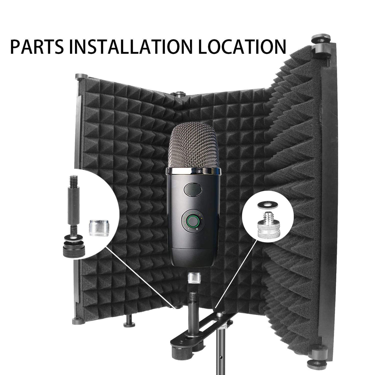 AQA Black Portable Studio Acoustic Sound Shield Mic Isolation Box NEW