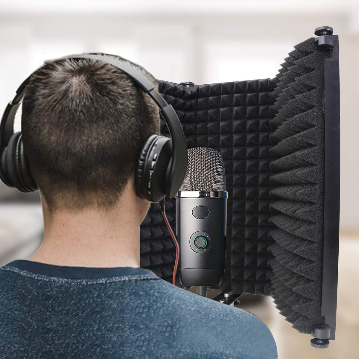 AQA Black Portable Studio Acoustic Sound Shield Mic Isolation Box NEW