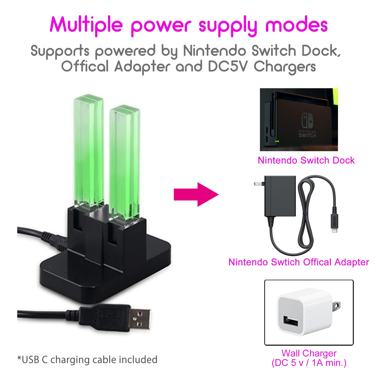 INNVO Power Gaming Accessories Dock 4 in 1 Switch Joycon Controller DEMO