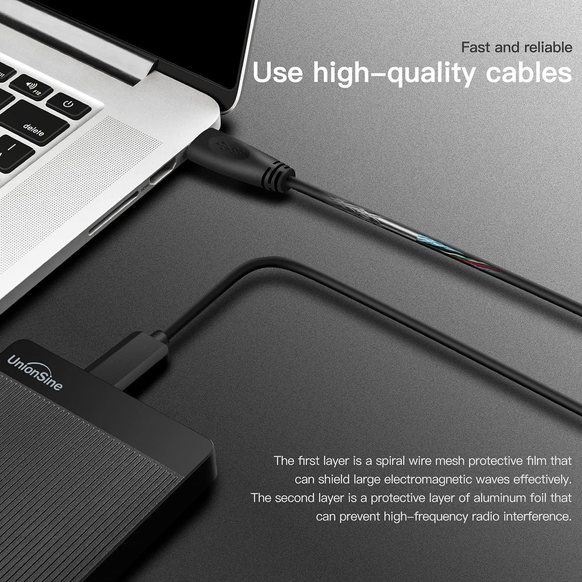 UnionSine 500GB Ultra Slim Portable External Hard Drive - Black NEW