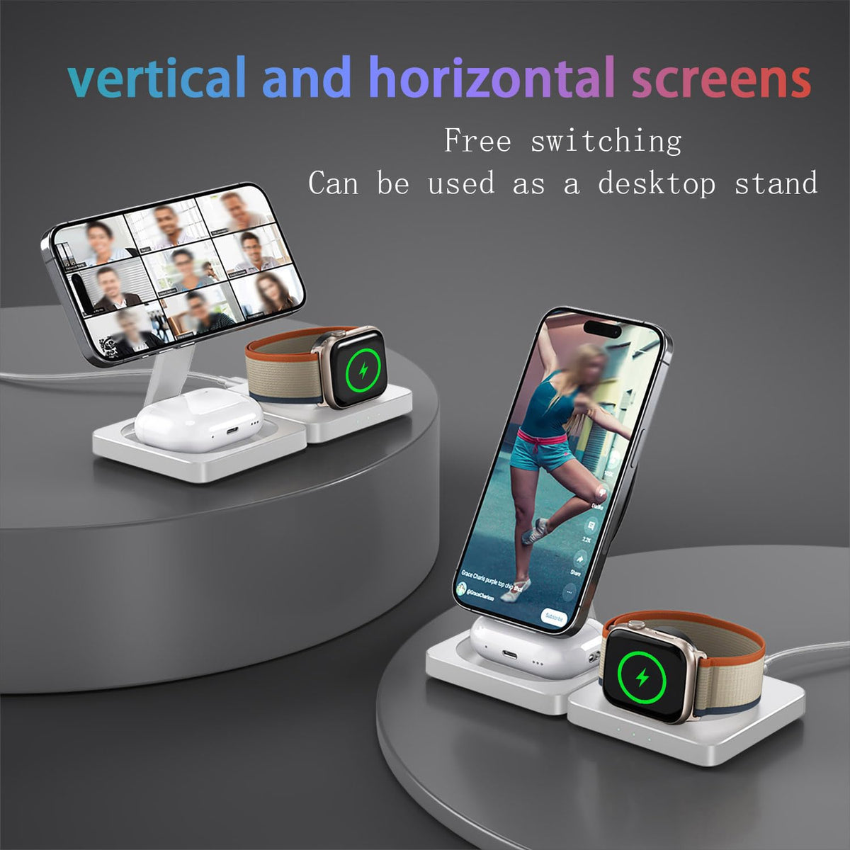 3-in-1 Wireless Charger Station for iPhone AirPods Apple Watch White NEW