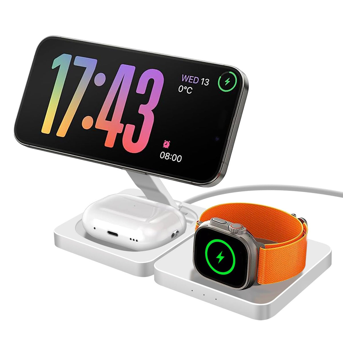 3-in-1 Wireless Charger Station for iPhone AirPods Apple Watch White NEW