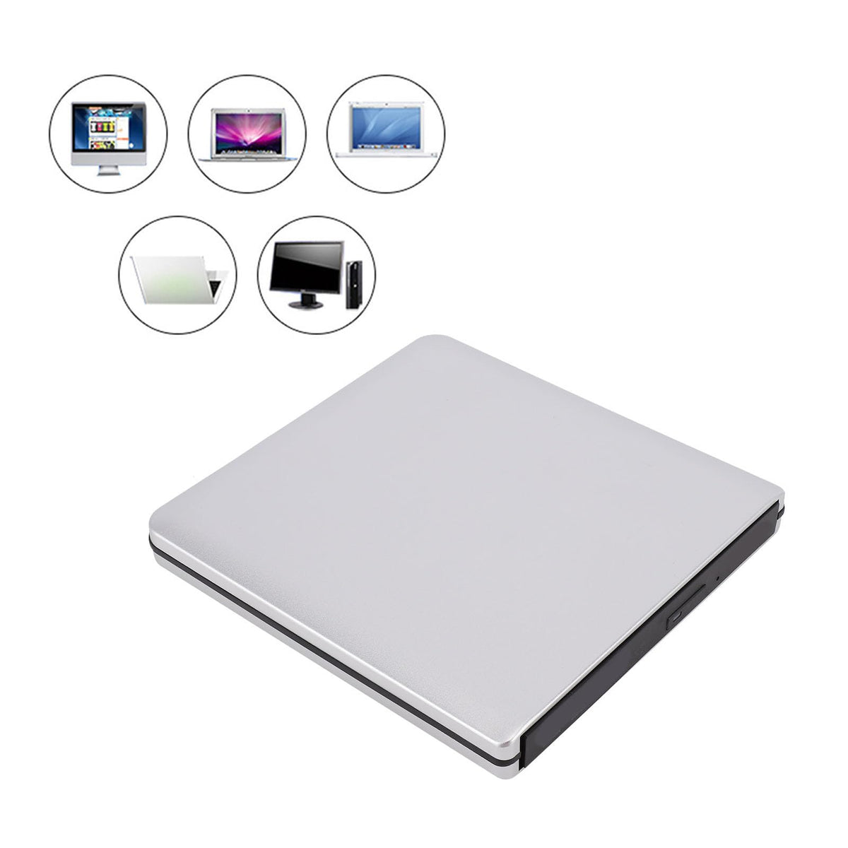 Portable Blu-Ray Player External DVD USB CD Drive Silver NEW