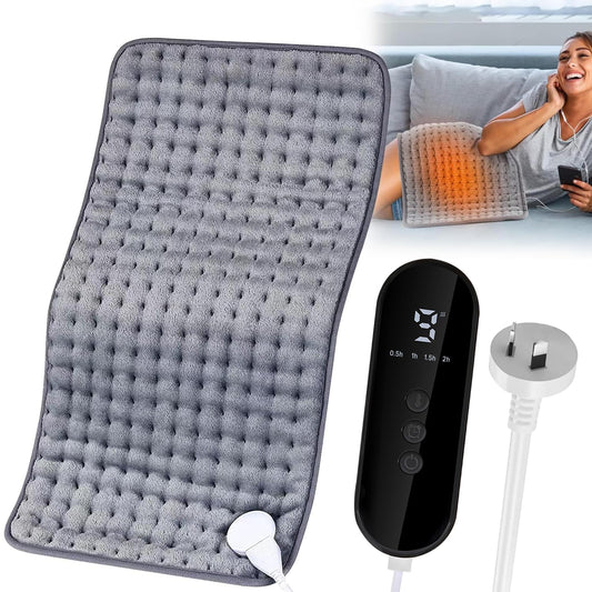Electric Heating Pad 9 Heat Settings Grey 76x40 Therapeutic NEW